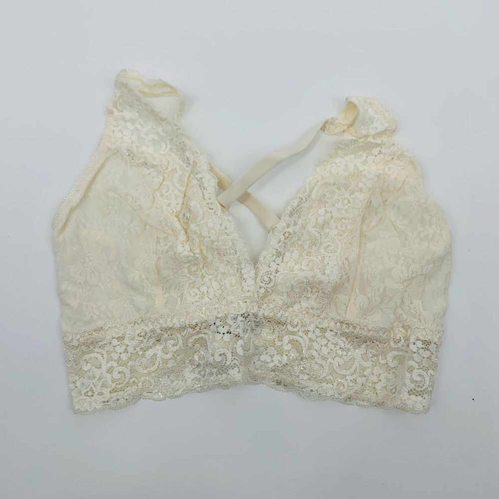 Soma ivory Bralette Lace Plunge Women's Large